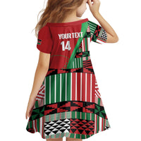Custom Kenya Cricket Kid Short Sleeve Dress Come On Simbas Kente Pattern - Wonder Print Shop