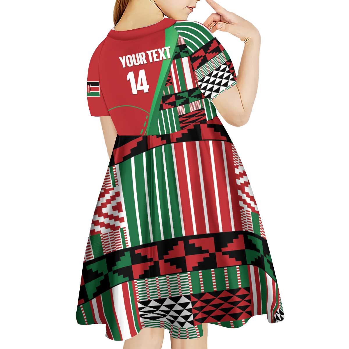 Custom Kenya Cricket Kid Short Sleeve Dress Come On Simbas Kente Pattern - Wonder Print Shop