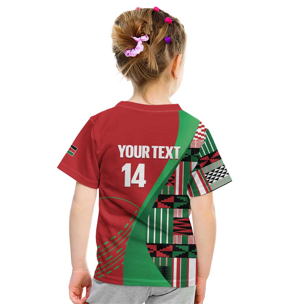 Custom Kenya Cricket Kid T Shirt Come On Simbas Kente Pattern - Wonder Print Shop