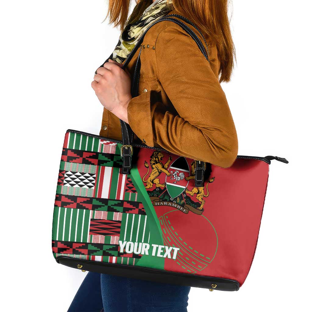 Custom Kenya Cricket Leather Tote Bag Come On Simbas Kente Pattern - Wonder Print Shop