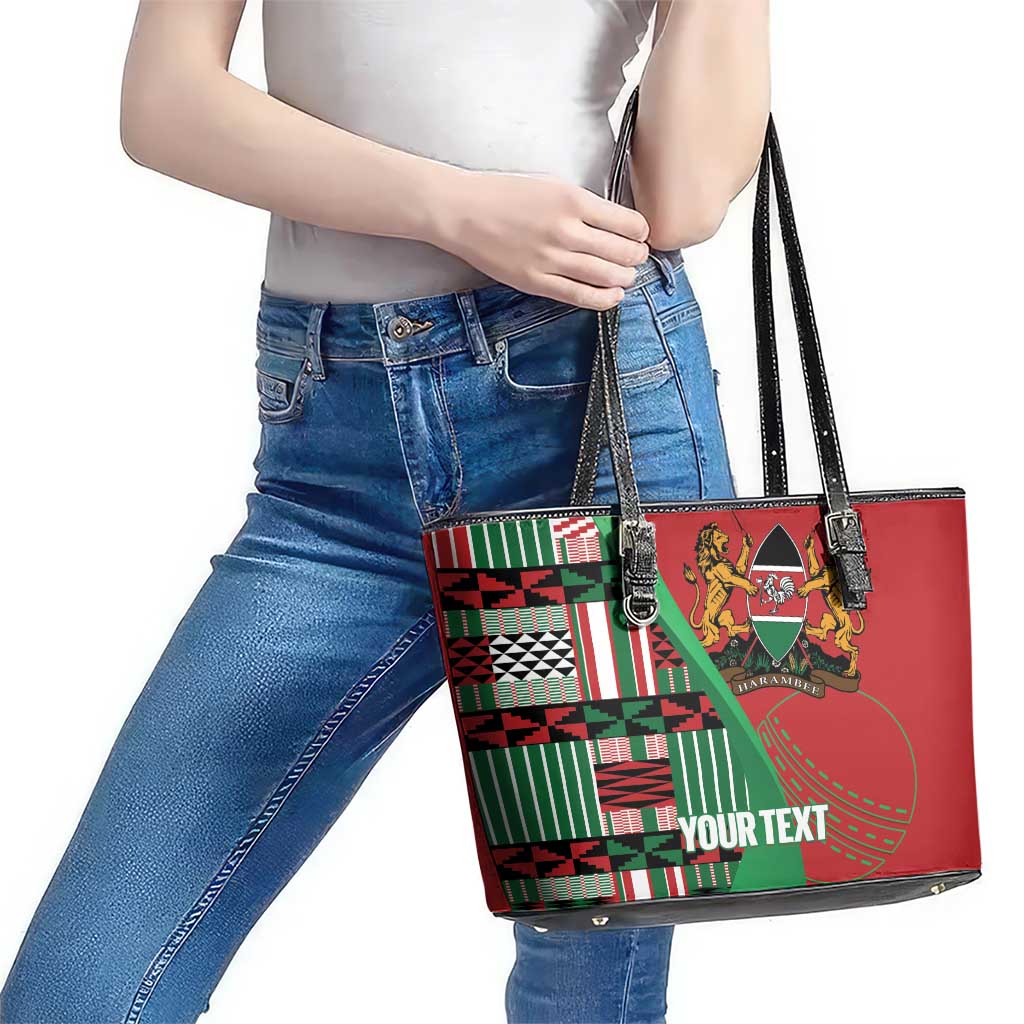 Custom Kenya Cricket Leather Tote Bag Come On Simbas Kente Pattern - Wonder Print Shop