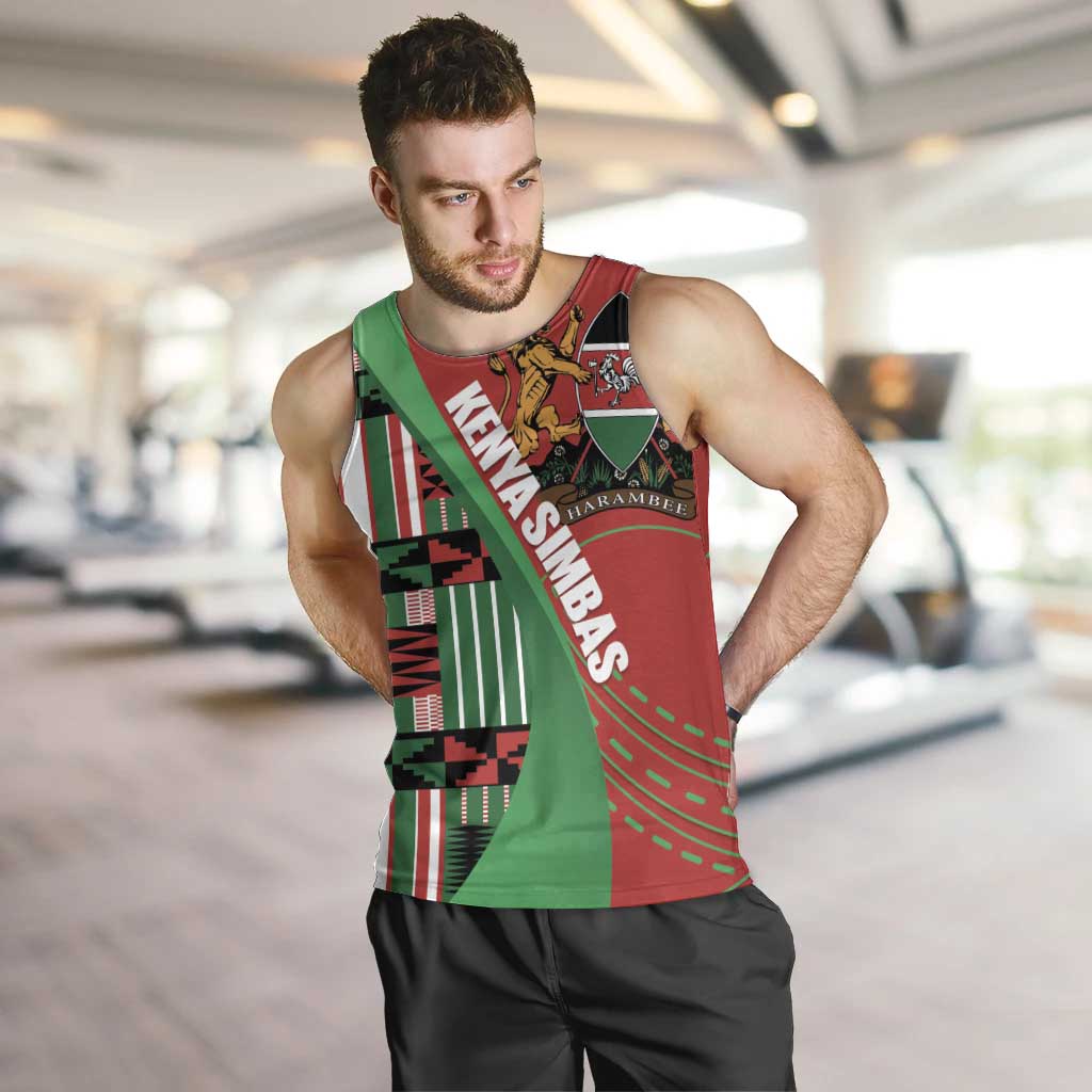 Custom Kenya Cricket Men Tank Top Come On Simbas Kente Pattern - Wonder Print Shop