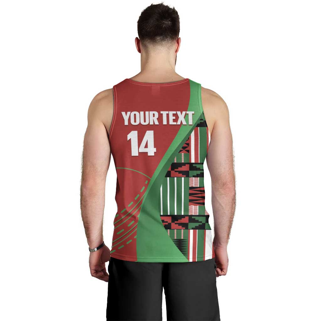 Custom Kenya Cricket Men Tank Top Come On Simbas Kente Pattern - Wonder Print Shop