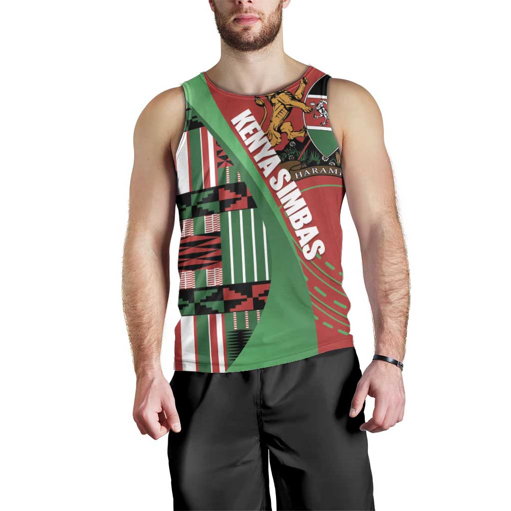 Custom Kenya Cricket Men Tank Top Come On Simbas Kente Pattern - Wonder Print Shop