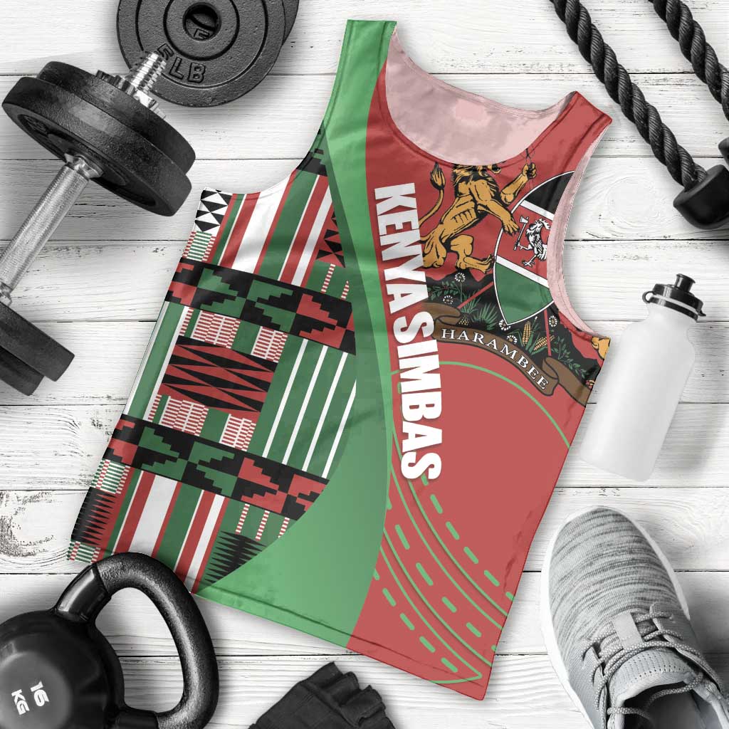Custom Kenya Cricket Men Tank Top Come On Simbas Kente Pattern - Wonder Print Shop