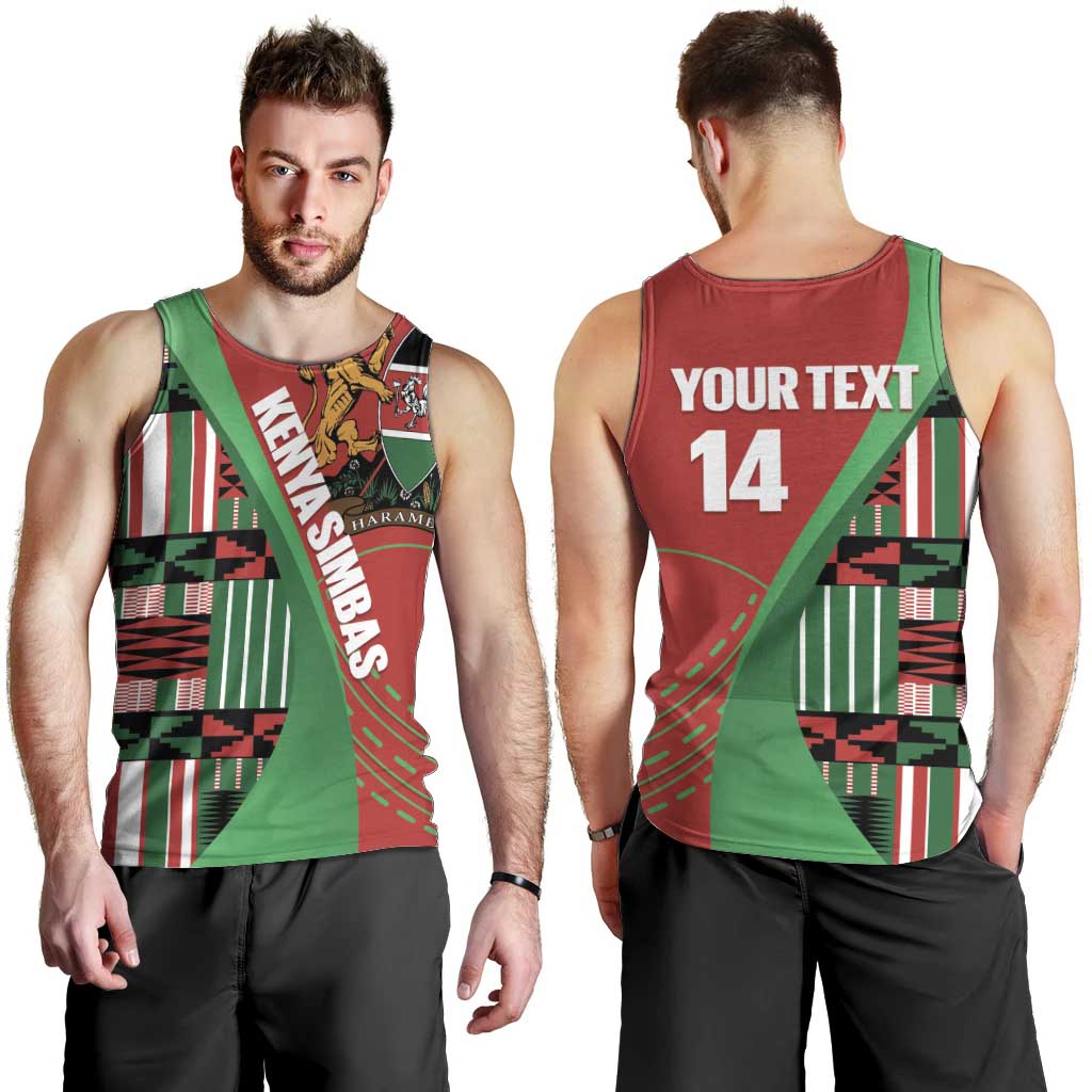 Custom Kenya Cricket Men Tank Top Come On Simbas Kente Pattern - Wonder Print Shop