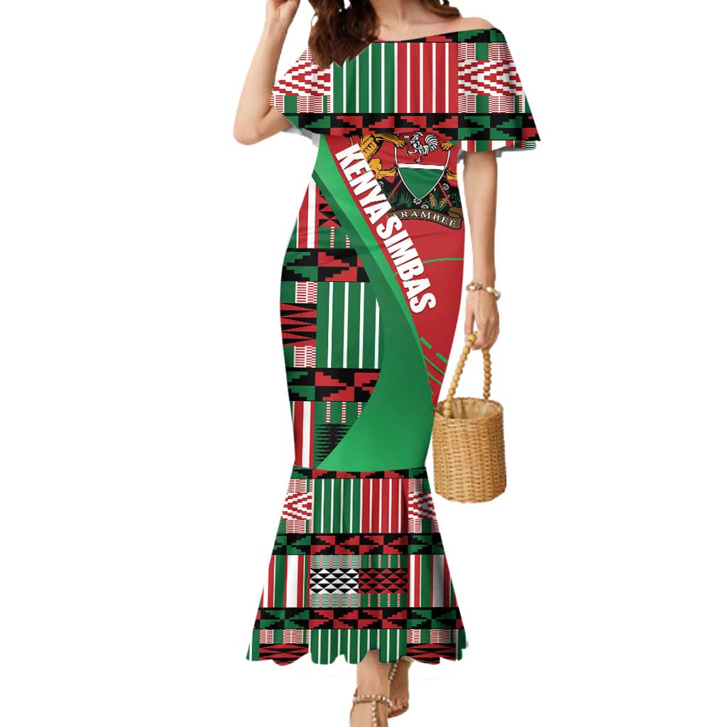 Custom Kenya Cricket Mermaid Dress Come On Simbas Kente Pattern - Wonder Print Shop