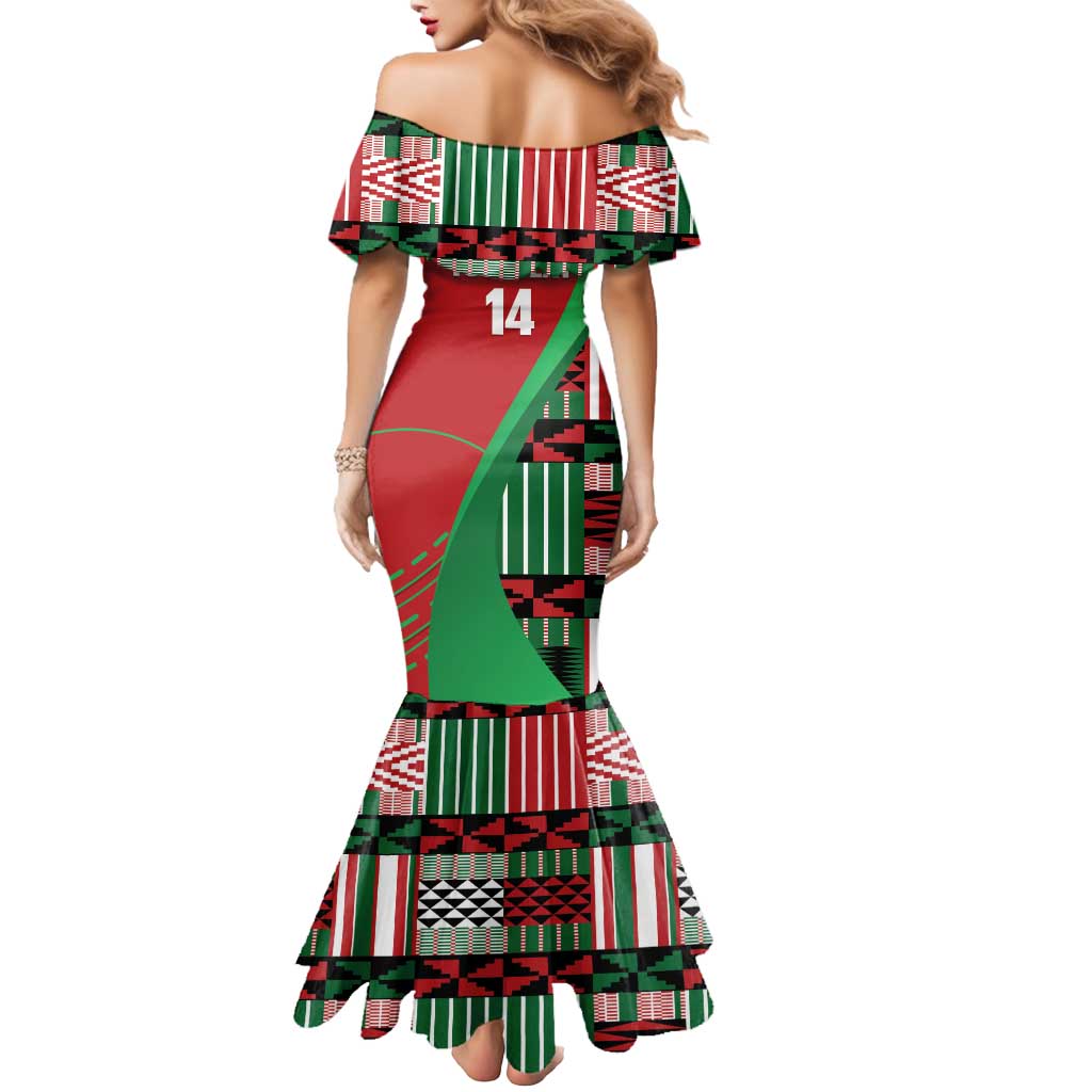 Custom Kenya Cricket Mermaid Dress Come On Simbas Kente Pattern - Wonder Print Shop