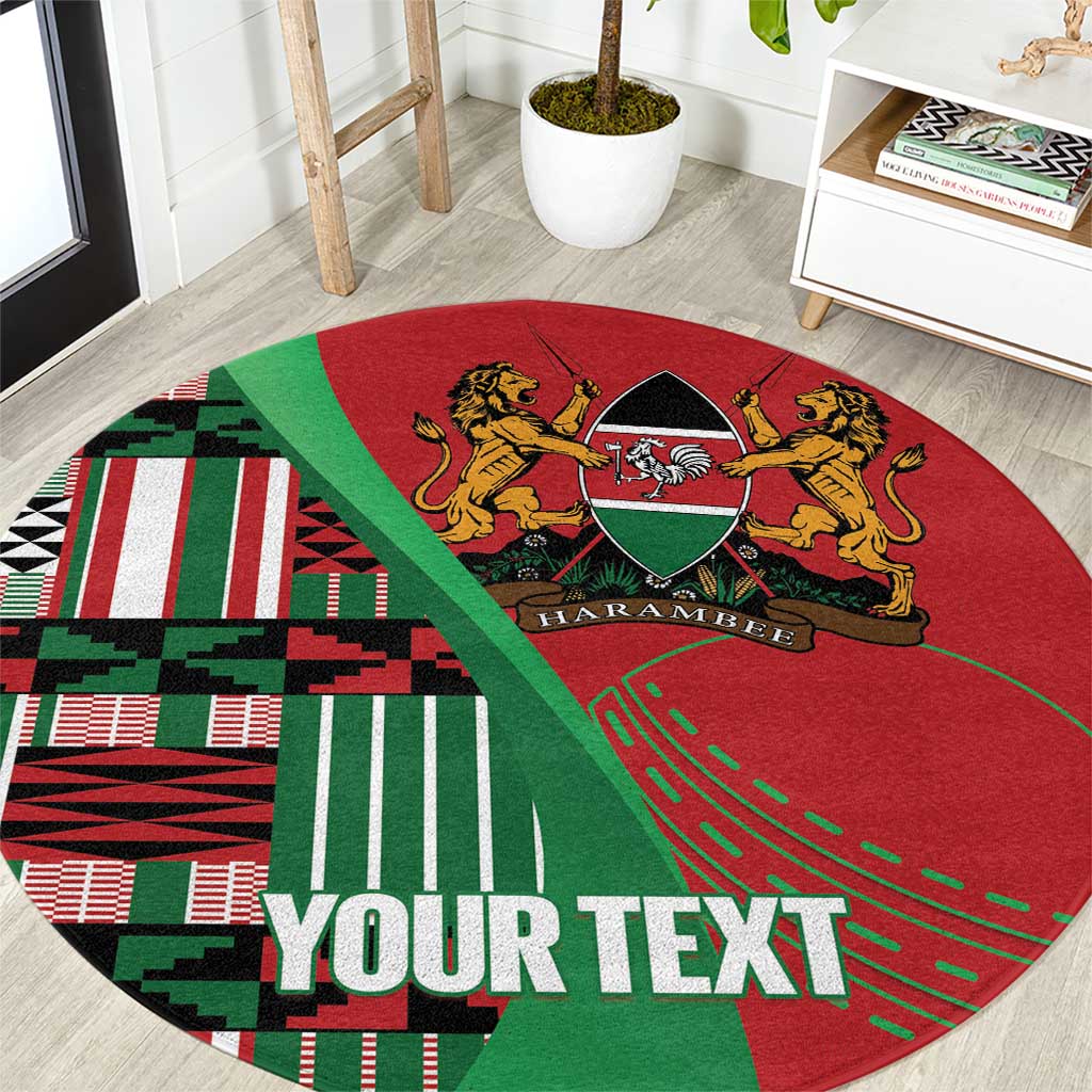 Custom Kenya Cricket Round Carpet Come On Simbas Kente Pattern - Wonder Print Shop