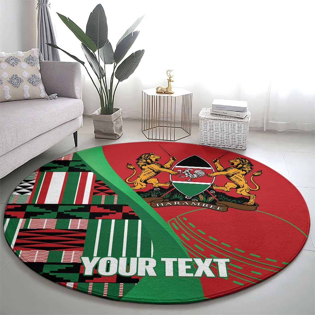 Custom Kenya Cricket Round Carpet Come On Simbas Kente Pattern - Wonder Print Shop