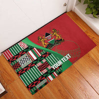 Custom Kenya Cricket Rubber Doormat Come On Simbas Kente Pattern - Wonder Print Shop