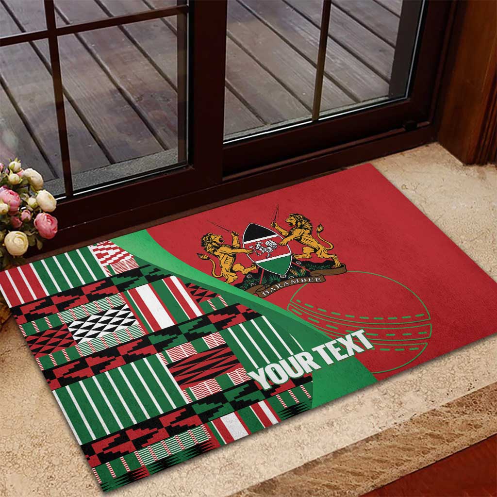 Custom Kenya Cricket Rubber Doormat Come On Simbas Kente Pattern - Wonder Print Shop