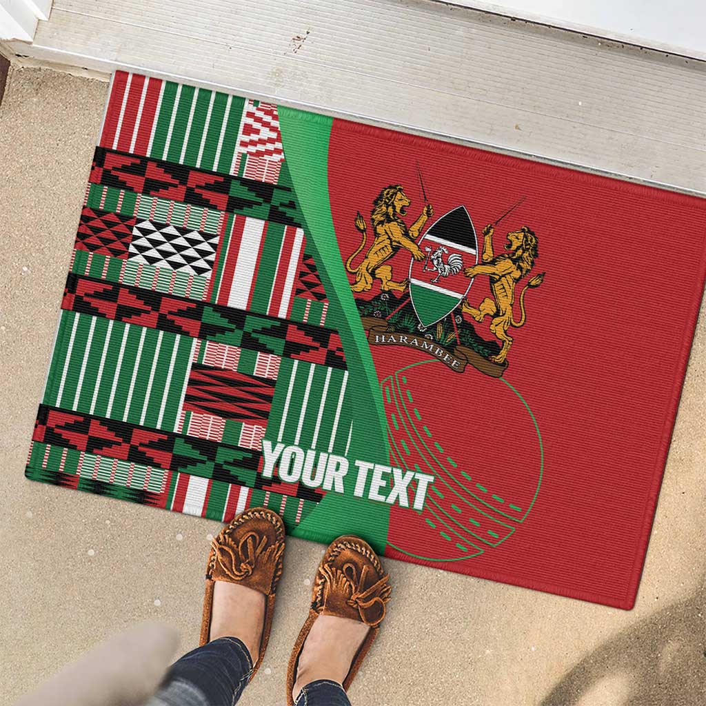 Custom Kenya Cricket Rubber Doormat Come On Simbas Kente Pattern - Wonder Print Shop