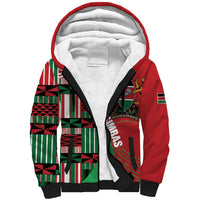Custom Kenya Cricket Sherpa Hoodie Come On Simbas Kente Pattern - Wonder Print Shop