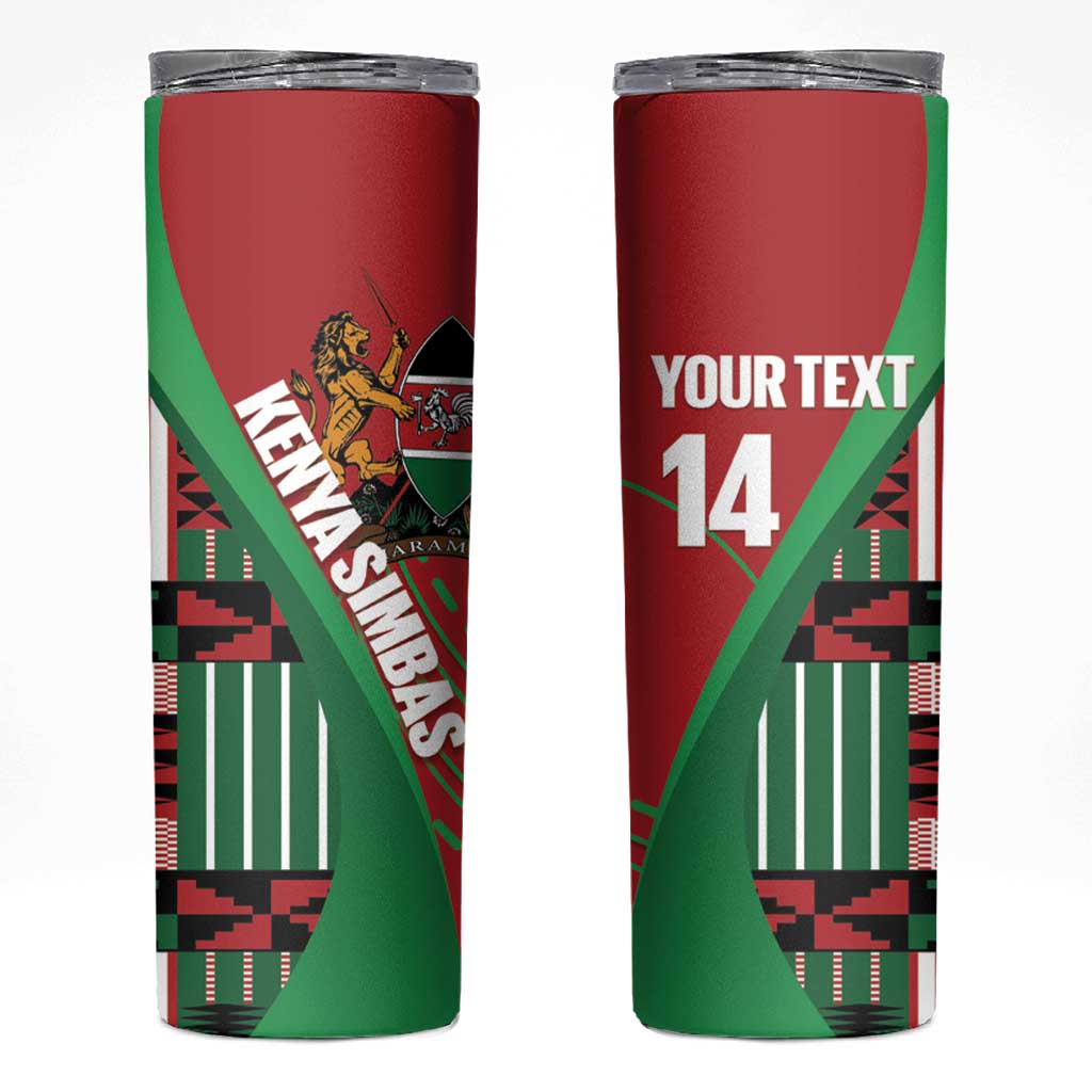 Custom Kenya Cricket Skinny Tumbler Come On Simbas Kente Pattern - Wonder Print Shop