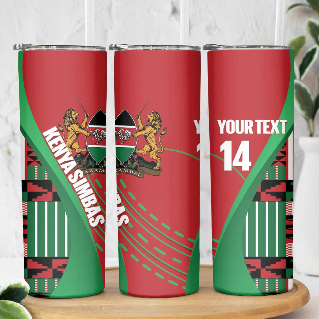 Custom Kenya Cricket Skinny Tumbler Come On Simbas Kente Pattern - Wonder Print Shop