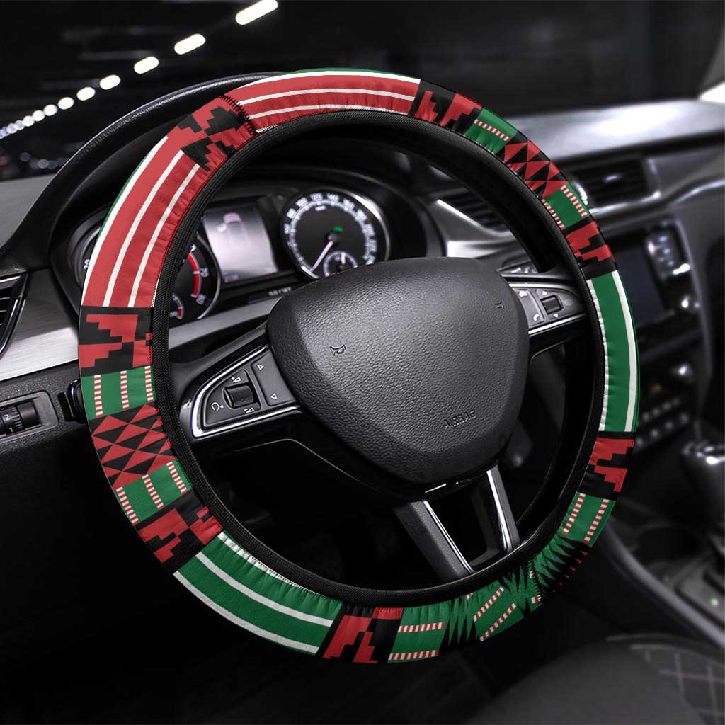 Kenya Cricket Steering Wheel Cover Come On Simbas Kente Pattern - Wonder Print Shop