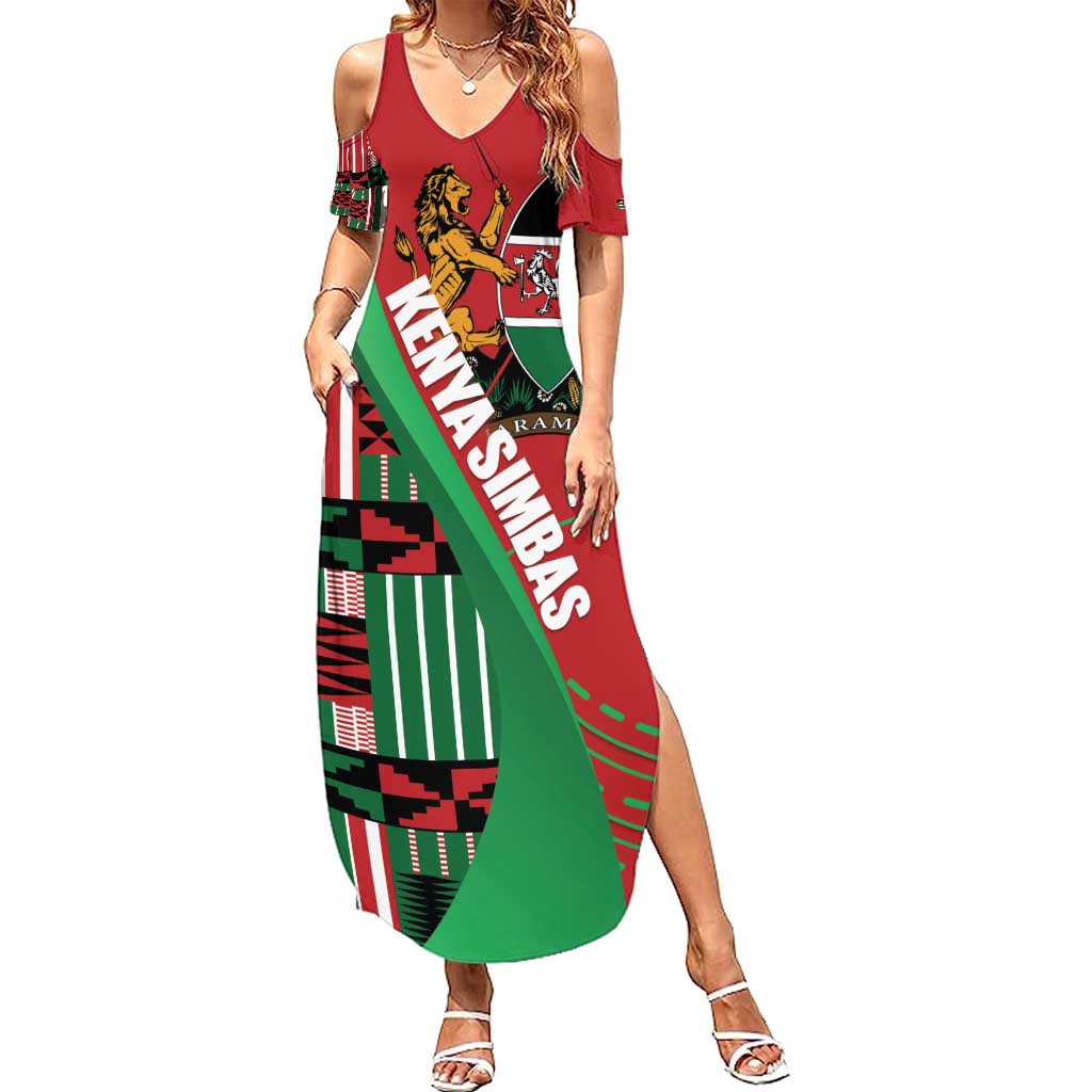 Custom Kenya Cricket Summer Maxi Dress Come On Simbas Kente Pattern - Wonder Print Shop