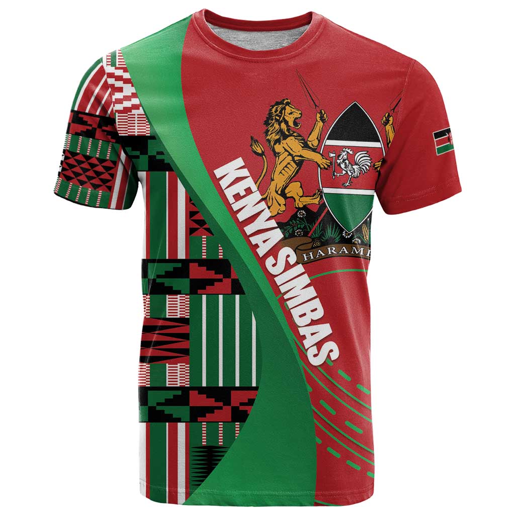 Custom Kenya Cricket T Shirt Come On Simbas Kente Pattern - Wonder Print Shop
