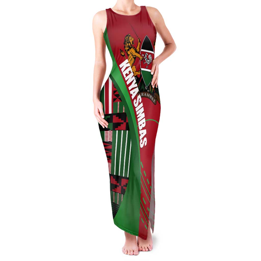 Custom Kenya Cricket Tank Maxi Dress Come On Simbas Kente Pattern - Wonder Print Shop