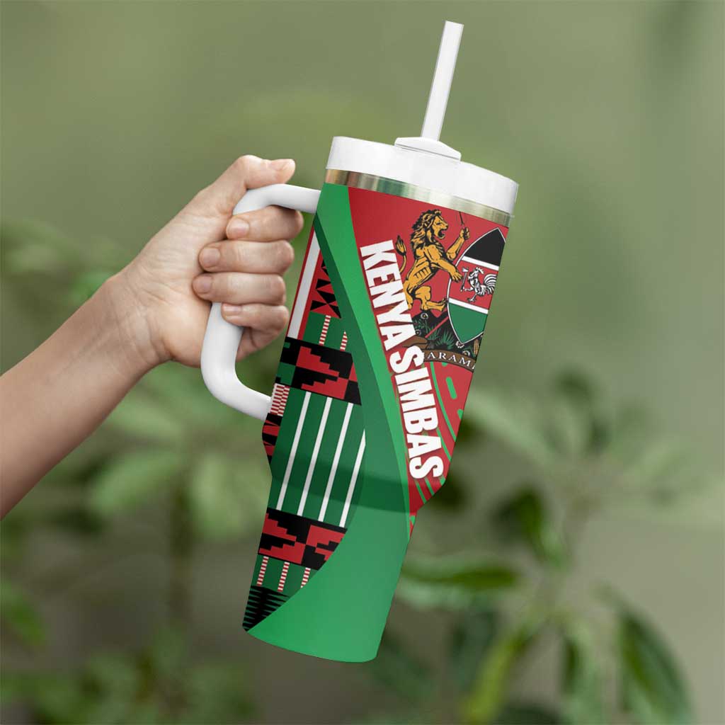 Custom Kenya Cricket Tumbler With Handle Come On Simbas Kente Pattern - Wonder Print Shop