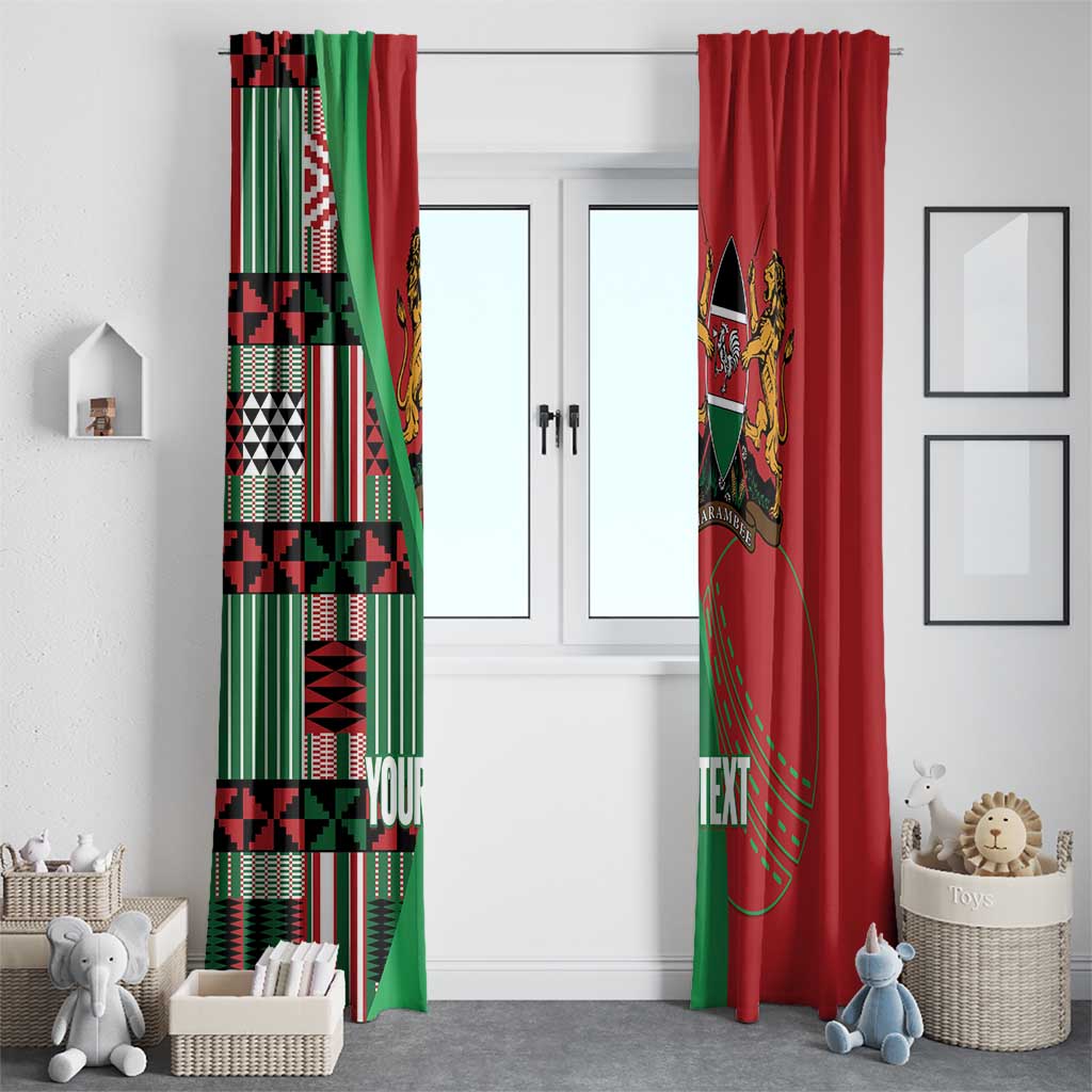 Custom Kenya Cricket Window Curtain Come On Simbas Kente Pattern - Wonder Print Shop