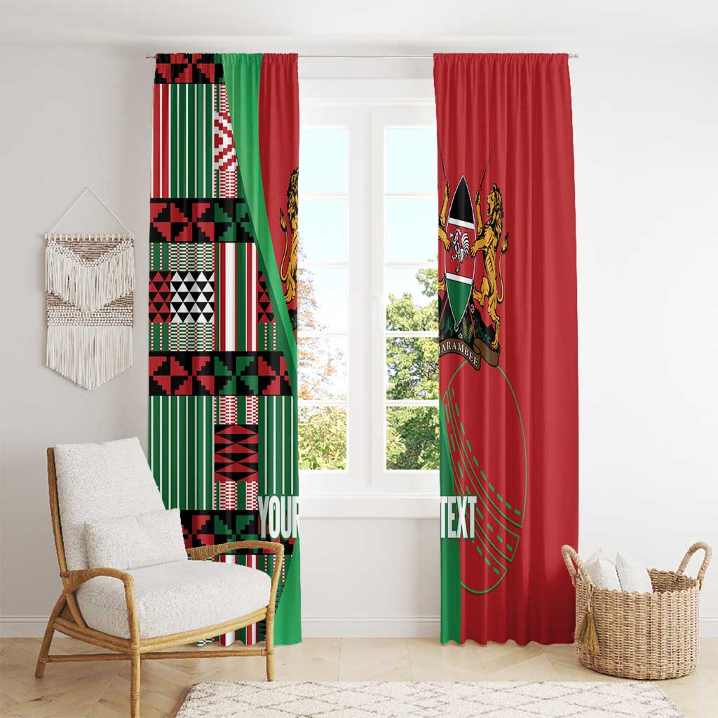 Custom Kenya Cricket Window Curtain Come On Simbas Kente Pattern - Wonder Print Shop