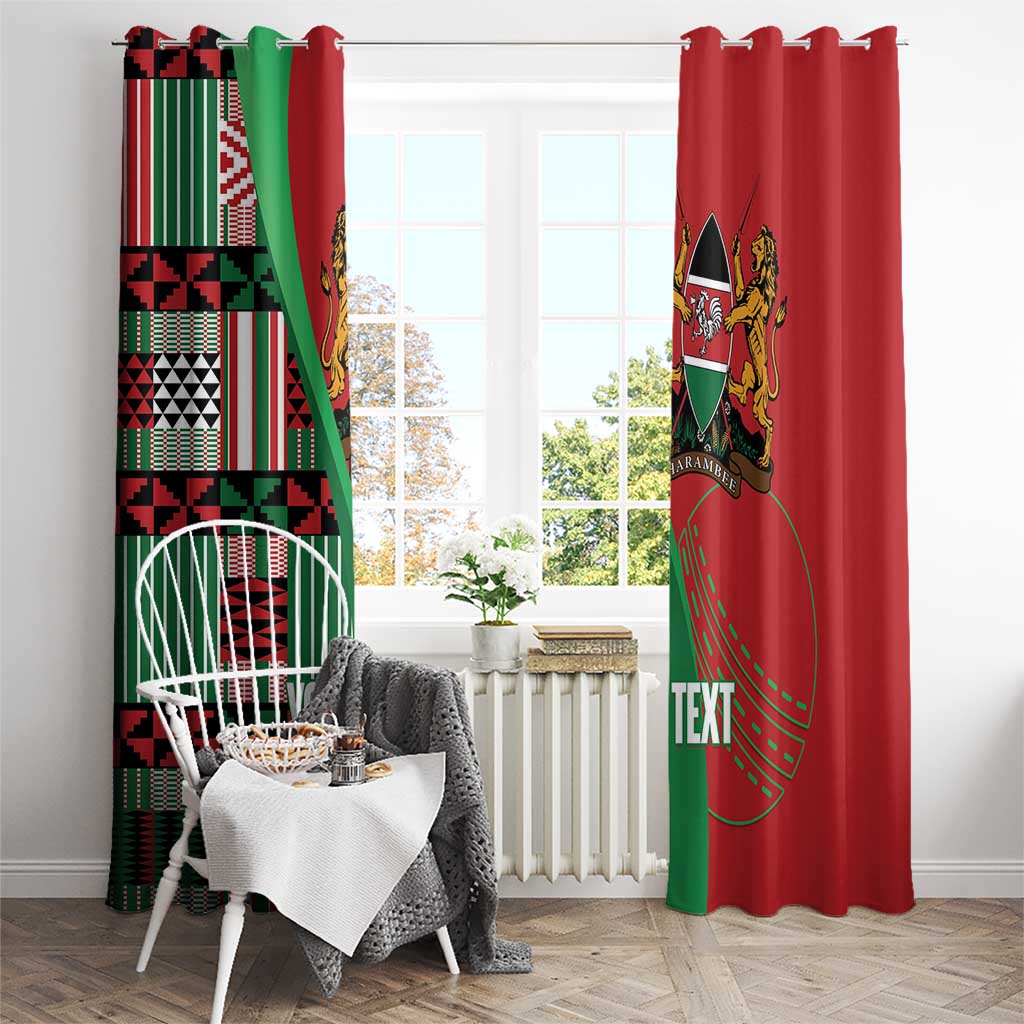 Custom Kenya Cricket Window Curtain Come On Simbas Kente Pattern - Wonder Print Shop