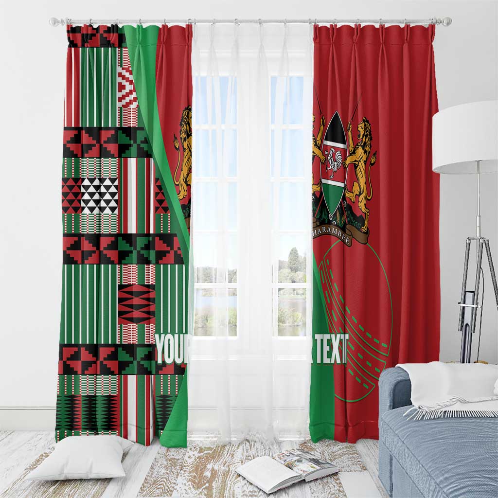 Custom Kenya Cricket Window Curtain Come On Simbas Kente Pattern - Wonder Print Shop