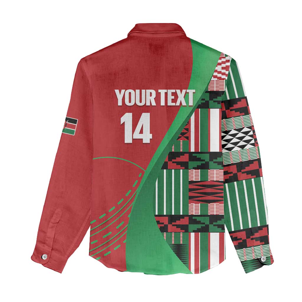 Custom Kenya Cricket Women Casual Shirt Come On Simbas Kente Pattern - Wonder Print Shop