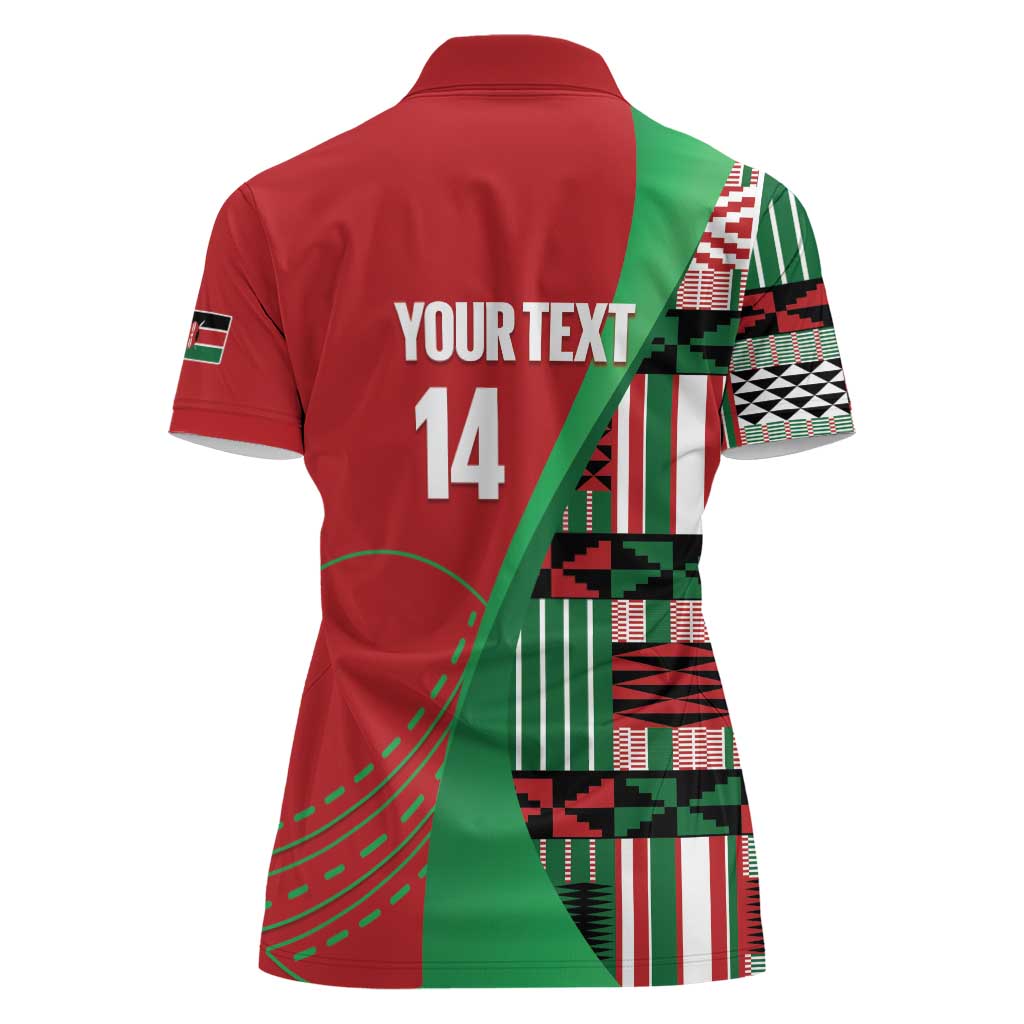 Custom Kenya Cricket Women Polo Shirt Come On Simbas Kente Pattern - Wonder Print Shop
