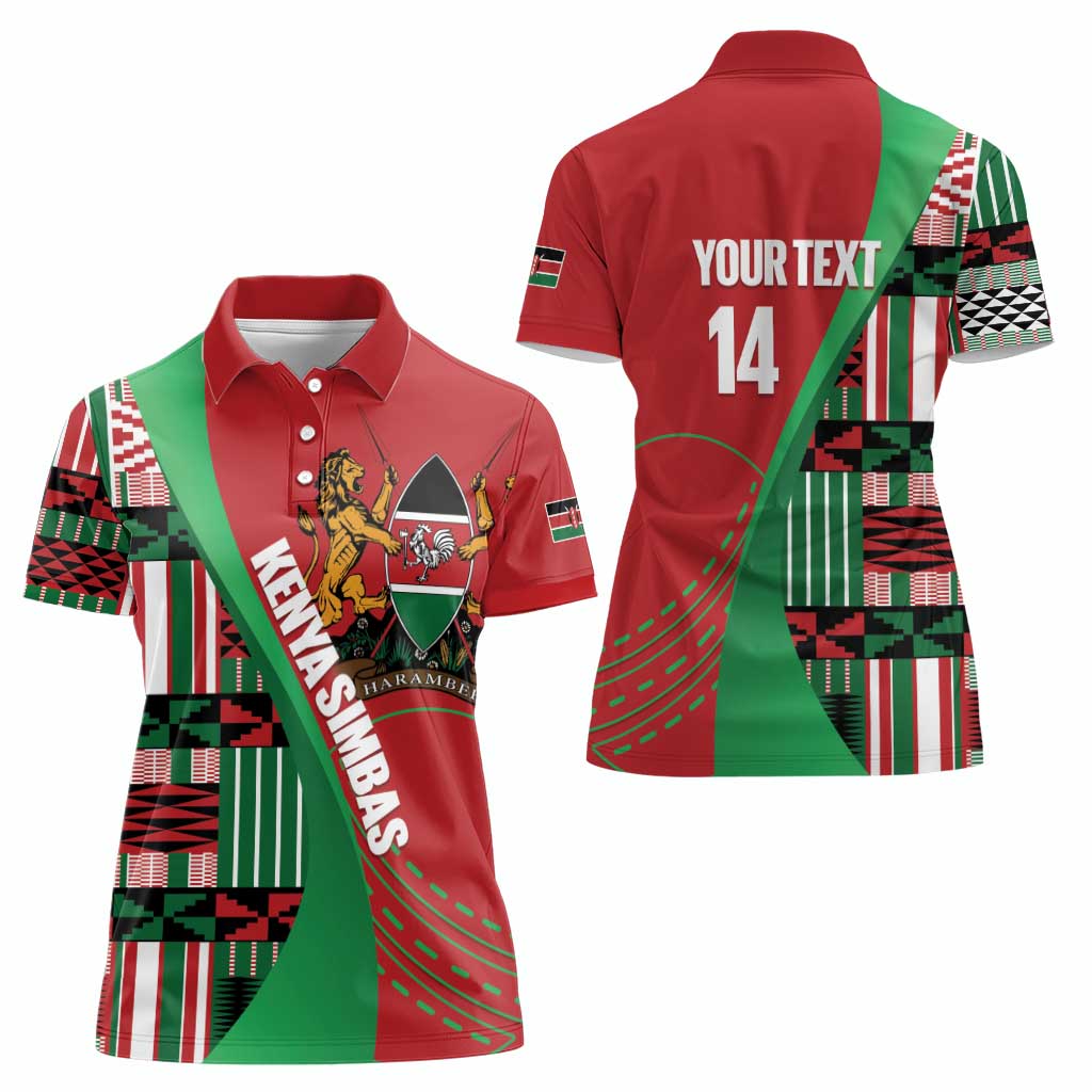 Custom Kenya Cricket Women Polo Shirt Come On Simbas Kente Pattern - Wonder Print Shop