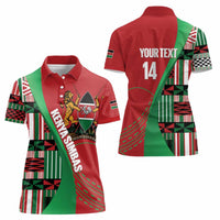 Custom Kenya Cricket Women Polo Shirt Come On Simbas Kente Pattern - Wonder Print Shop