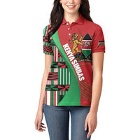 Custom Kenya Cricket Women Polo Shirt Come On Simbas Kente Pattern - Wonder Print Shop