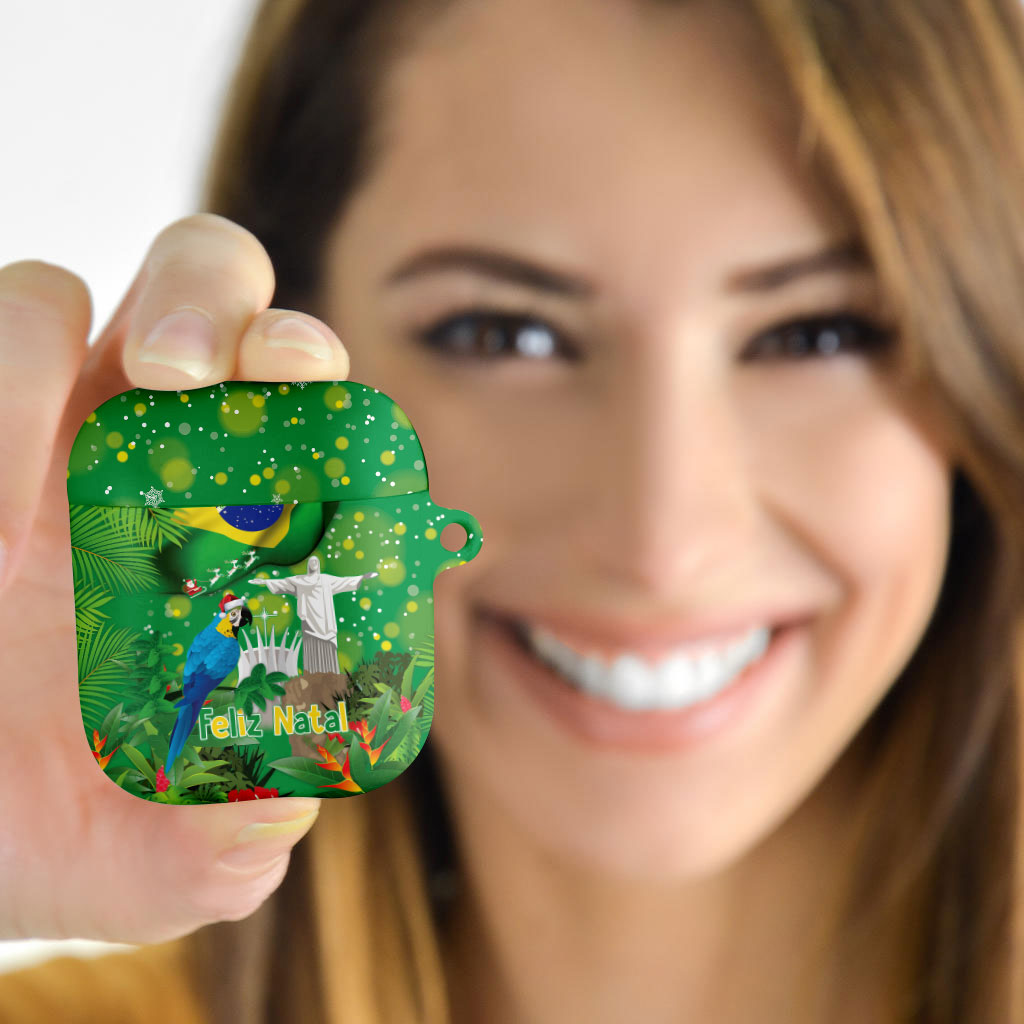 Christmas In July Brazil AirPods Case Feliz Natal Blue Macaw Santa Tropical Vibes