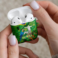 Christmas In July Brazil AirPods Case Feliz Natal Blue Macaw Santa Tropical Vibes