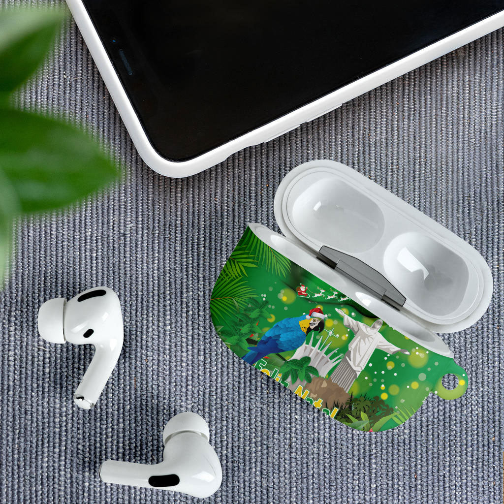 Christmas In July Brazil AirPods Case Feliz Natal Blue Macaw Santa Tropical Vibes