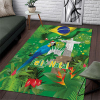 Christmas In July Brazil Area Rug Feliz Natal Blue Macaw Santa Tropical Vibes