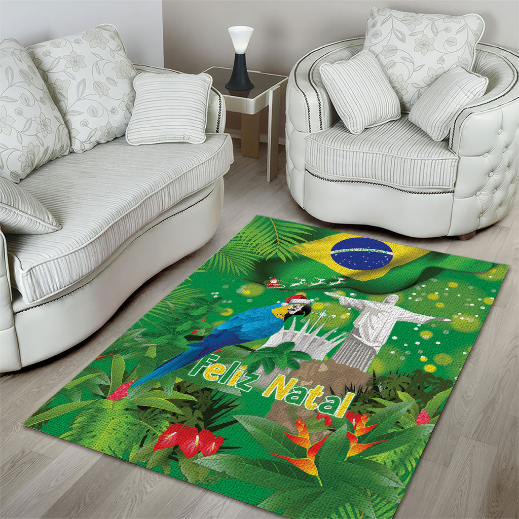 Christmas In July Brazil Area Rug Feliz Natal Blue Macaw Santa Tropical Vibes