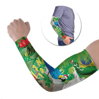 Christmas In July Brazil Arm Sleeves Feliz Natal Blue Macaw Santa Tropical Vibes