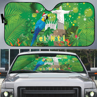 Christmas In July Brazil Auto Sun Shade Feliz Natal Blue Macaw Santa Tropical Vibes
