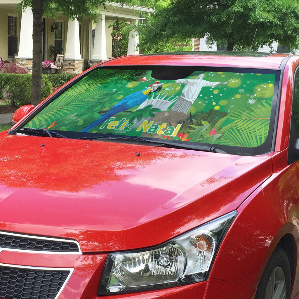 Christmas In July Brazil Auto Sun Shade Feliz Natal Blue Macaw Santa Tropical Vibes