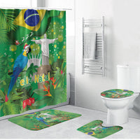 Christmas In July Brazil Bathroom Set Feliz Natal Blue Macaw Santa Tropical Vibes