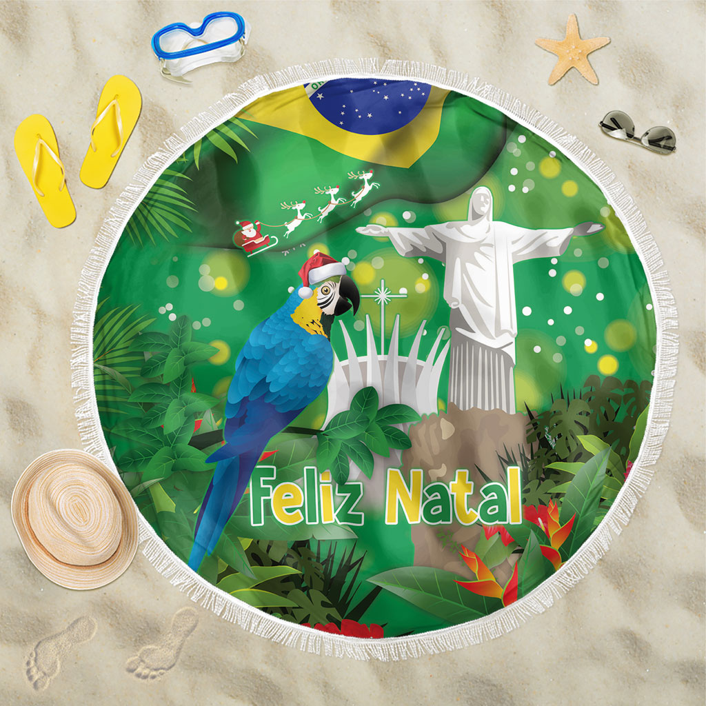 Christmas In July Brazil Beach Blanket Feliz Natal Blue Macaw Santa Tropical Vibes