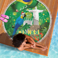 Christmas In July Brazil Beach Blanket Feliz Natal Blue Macaw Santa Tropical Vibes
