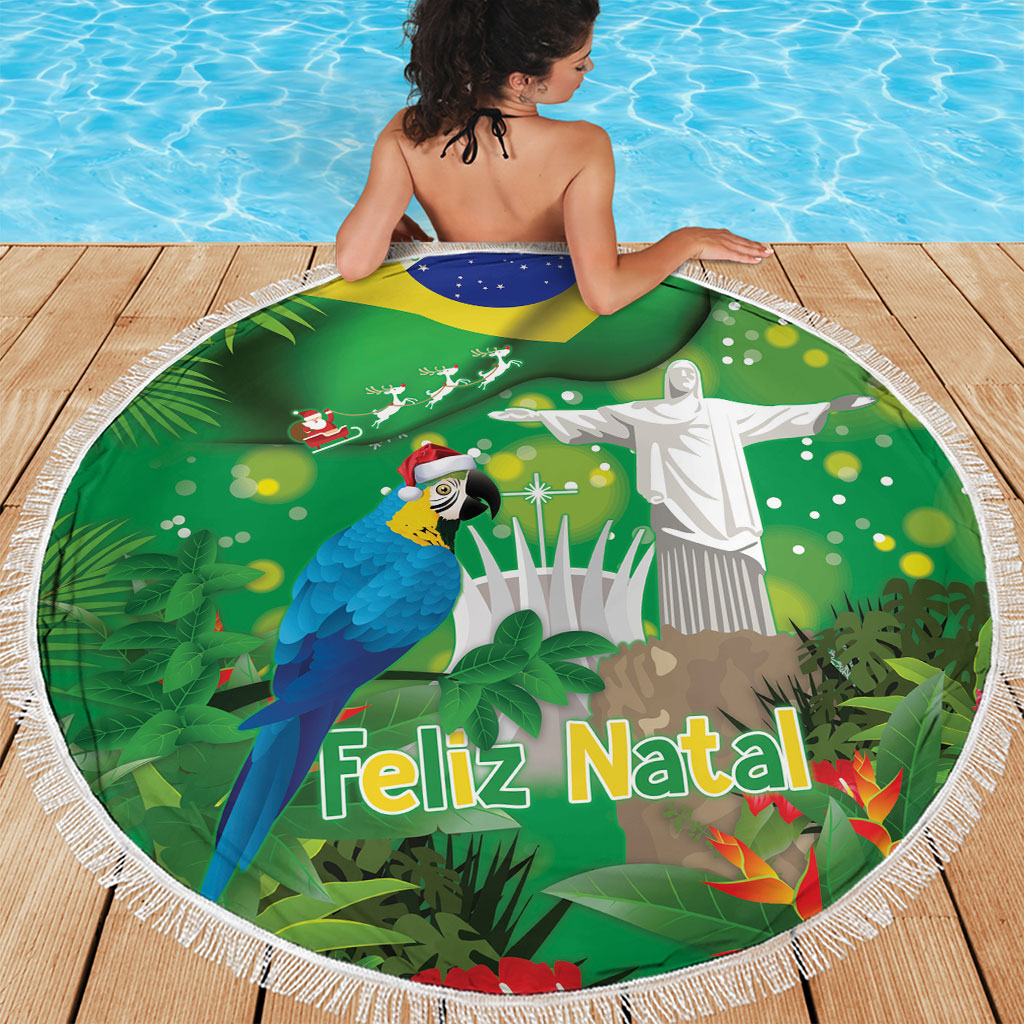 Christmas In July Brazil Beach Blanket Feliz Natal Blue Macaw Santa Tropical Vibes