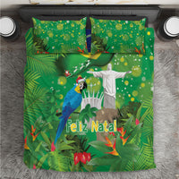 Christmas In July Brazil Bedding Set Feliz Natal Blue Macaw Santa Tropical Vibes