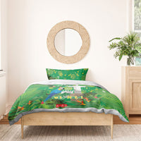 Christmas In July Brazil Bedding Set Feliz Natal Blue Macaw Santa Tropical Vibes