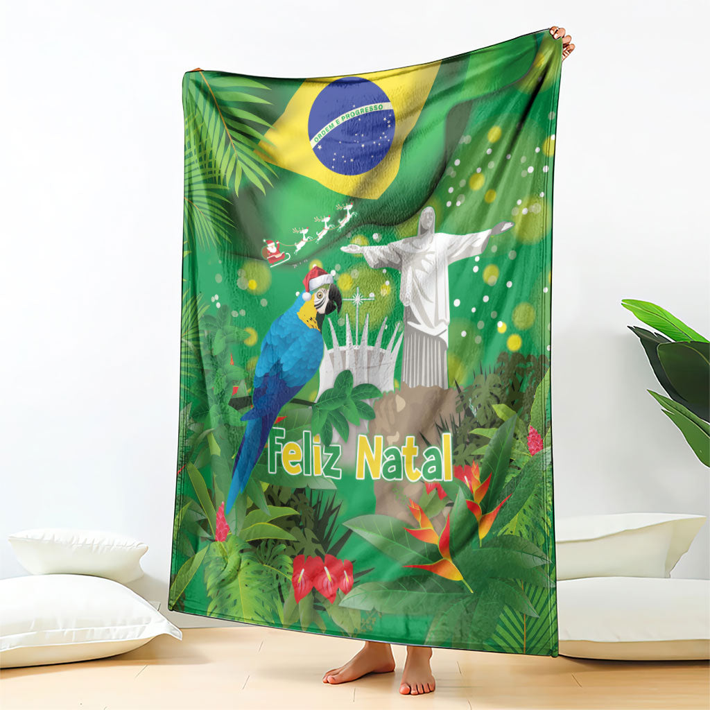 Christmas In July Brazil Blanket Feliz Natal Blue Macaw Santa Tropical Vibes