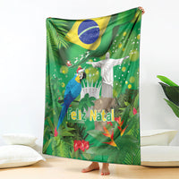 Christmas In July Brazil Blanket Feliz Natal Blue Macaw Santa Tropical Vibes